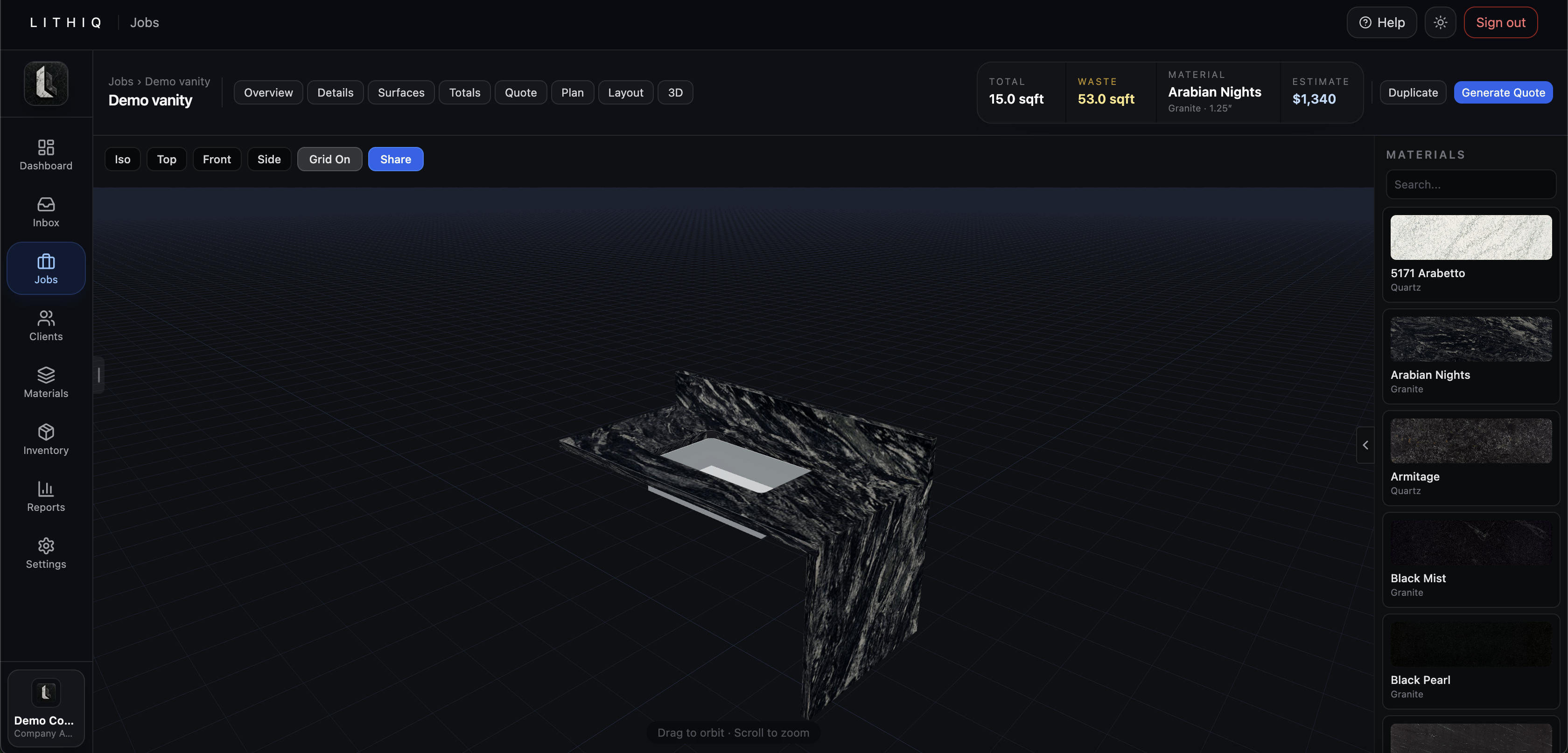 3D layout editor with real slab imaging