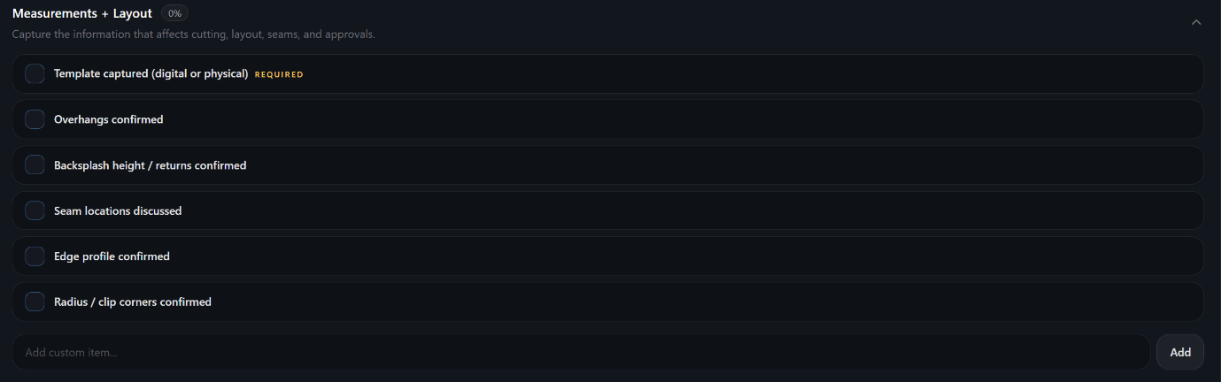 Job planning template checklist in Lithiq OS