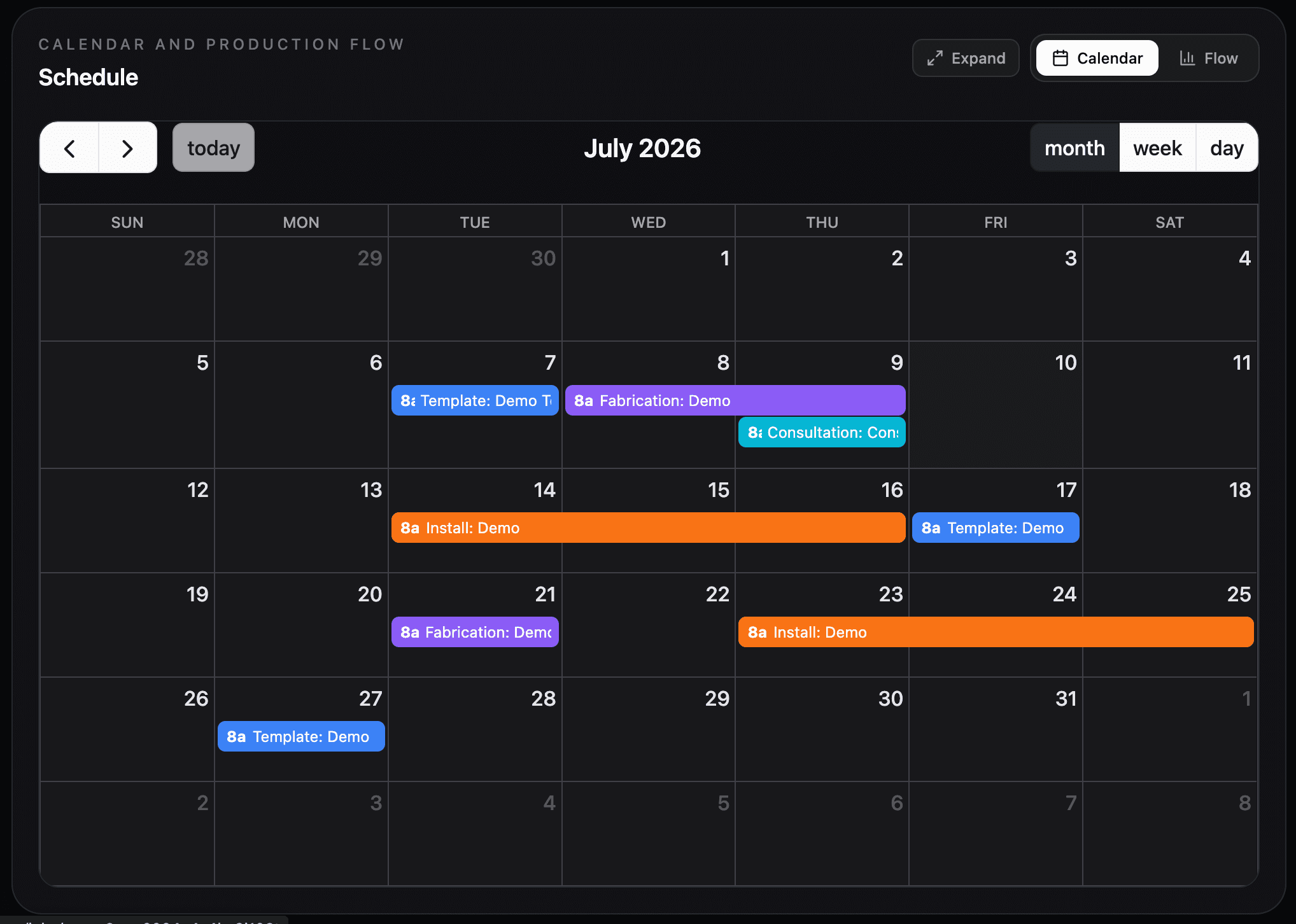 Lithiq scheduling calendar interface